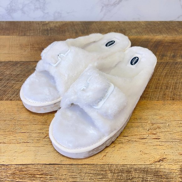 Dr. Scholl's Shoes Women's Staycay OG Slipper Tofu White Faux Fur Size 8 - Picture 2 of 12